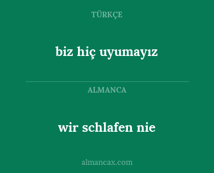 wir schlafen nie - biz hiç uyumayız