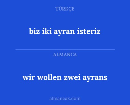 wir wollen zwei ayrans - biz iki ayran isteriz