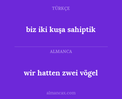 biz iki kuşa sahiptik - wir hatten zwei vögel