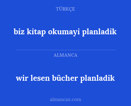 wir lesen bücher planladik - biz kitap okumayi planladik