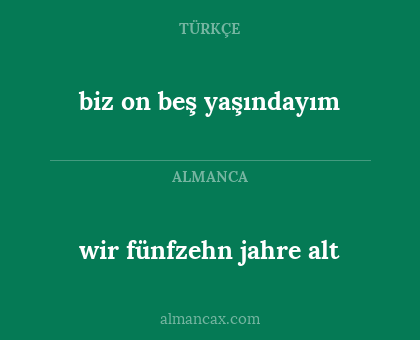 biz on beş yaşındayım - wir fünfzehn jahre alt