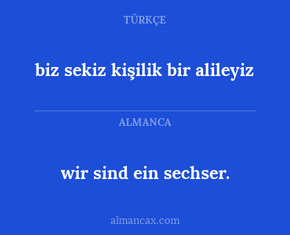 biz sekiz kişilik bir alileyiz - wir sind ein sechser.
