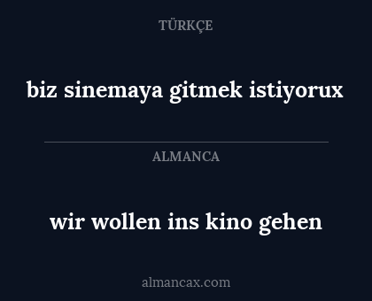 wir wollen ins kino gehen - biz sinemaya gitmek istiyorux