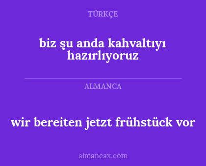 biz şu anda kahvaltıyı hazırlıyoruz - wir bereiten jetzt frühstück vor