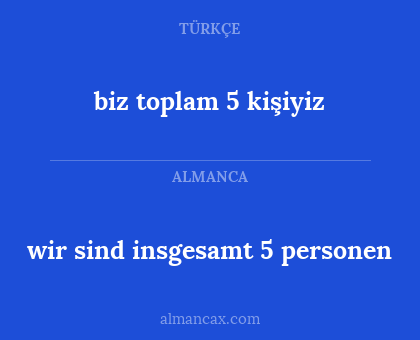 biz toplam 5 kişiyiz - wir sind insgesamt 5 personen