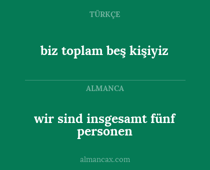 biz toplam beş kişiyiz - wir sind insgesamt fünf personen
