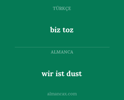wir ist dust - biz toz