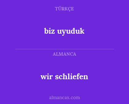 wir schliefen - biz uyuduk