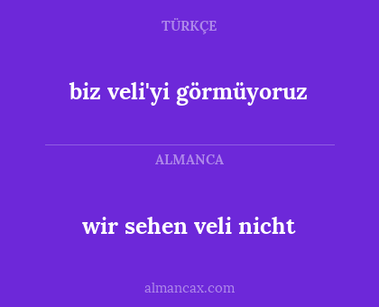 biz veli'yi görmüyoruz - wir sehen veli nicht