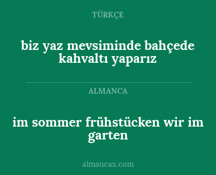im sommer frühstücken wir im garten - biz yaz mevsiminde bahçede kahvaltı yaparız