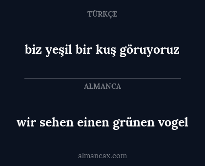 wir sehen einen grünen vogel - biz yeşil bir kuş göruyoruz