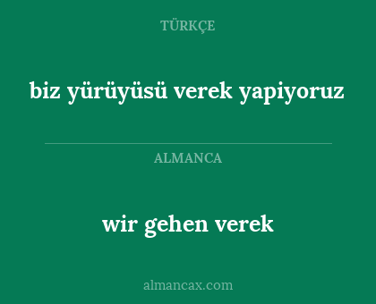 biz yürüyüsü verek yapiyoruz - wir gehen verek