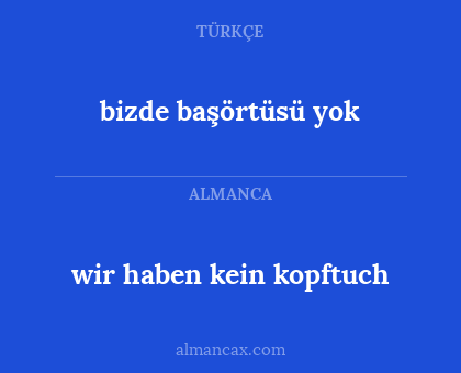 wir haben kein kopftuch - bizde başörtüsü yok