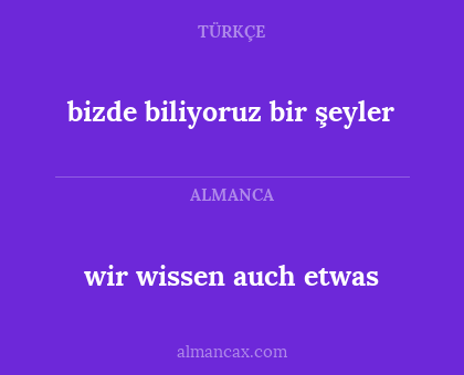 bizde biliyoruz bir şeyler - wir wissen auch etwas