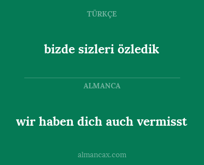 wir haben dich auch vermisst - bizde sizleri özledik