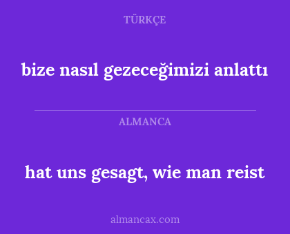 bize nasıl gezeceğimizi anlattı - hat uns gesagt, wie man reist