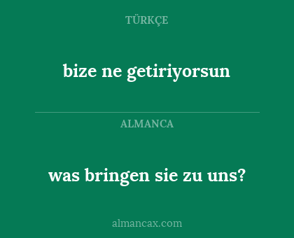 bize ne getiriyorsun - was bringen sie zu uns?