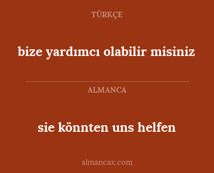 sie könnten uns helfen - bize yardımcı olabilir misiniz