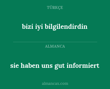 sie haben uns gut informiert - bizi iyi bilgilendirdin