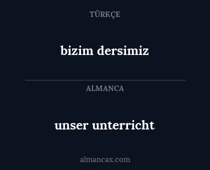 bizim dersimiz - unser unterricht