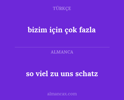 bizim için çok fazla - so viel zu uns schatz
