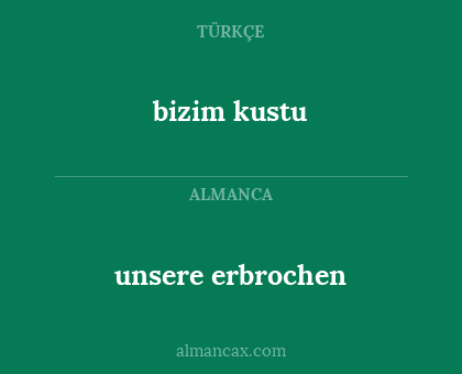 unsere erbrochen - bizim kustu