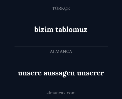 bizim tablomuz - unsere aussagen unserer