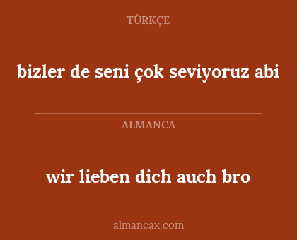 bizler de seni çok seviyoruz abi - wir lieben dich auch bro