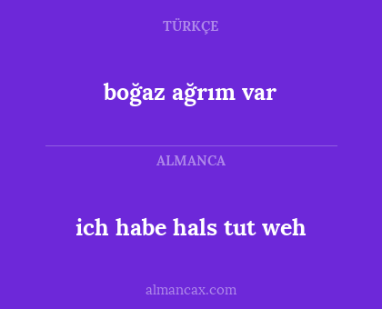 ich habe hals tut weh - boğaz ağrım var