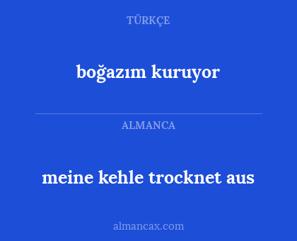 meine kehle trocknet aus - boğazım kuruyor