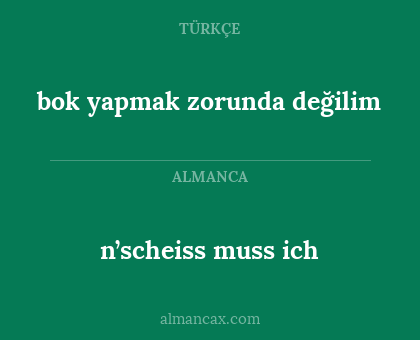 n’scheiss muss ich - bok yapmak zorunda değilim
