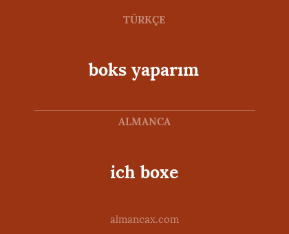 ich boxe - boks yaparım