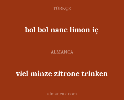viel minze zitrone trinken - bol bol nane limon iç