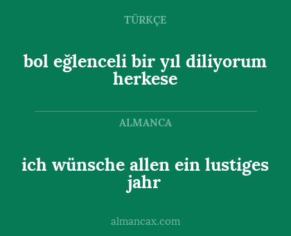ich wünsche allen ein lustiges jahr - bol eğlenceli bir yıl diliyorum herkese
