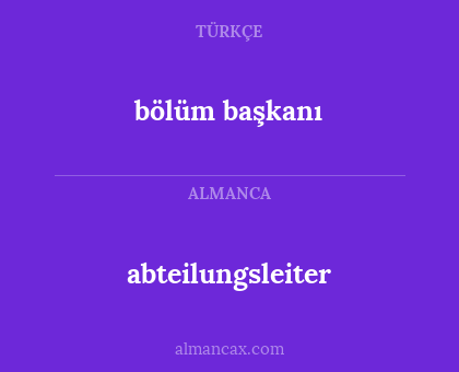 abteilungsleiter - bölüm başkanı