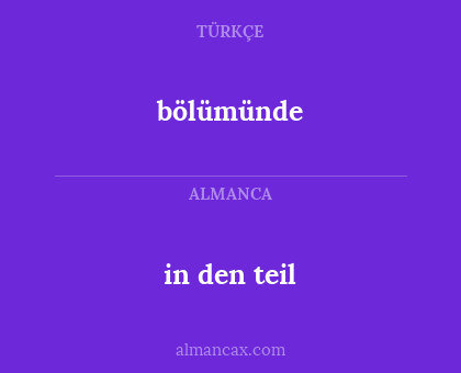 bölümünde - in den teil