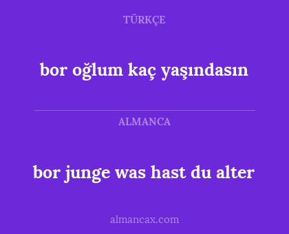 bor oğlum kaç yaşındasın - bor junge was hast du alter