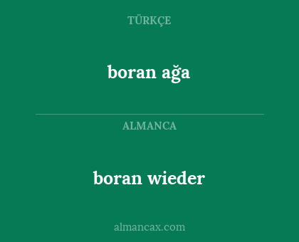 boran wieder - boran ağa