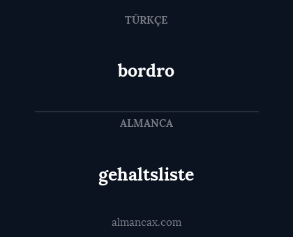bordro - gehaltsliste