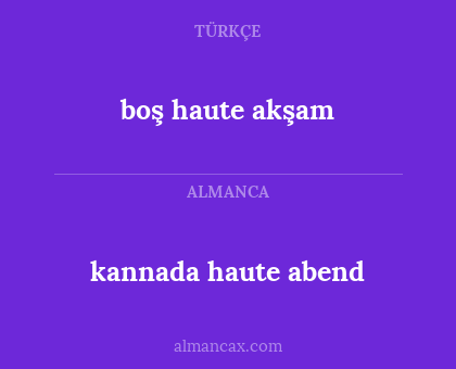 kannada haute abend - boş haute akşam