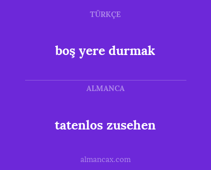 tatenlos  zusehen - boş yere durmak