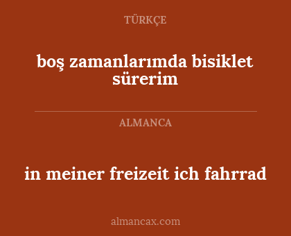 boş zamanlarımda bisiklet sürerim - in meiner freizeit ich fahrrad