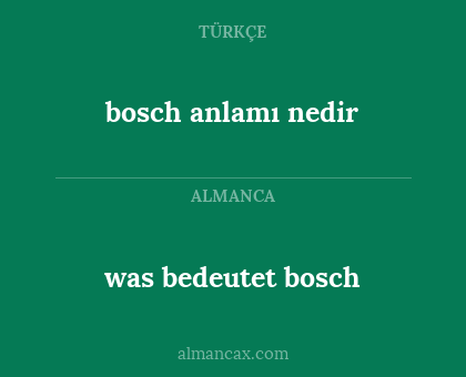 bosch anlamı nedir - was bedeutet bosch