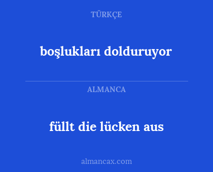 boşlukları dolduruyor - füllt die lücken aus