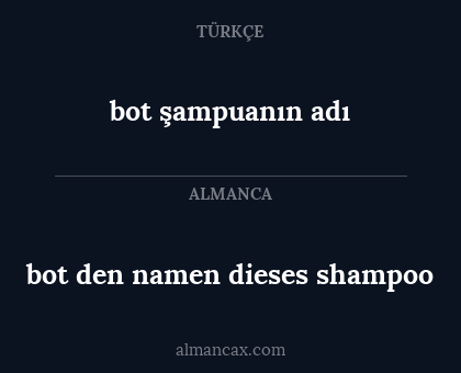 bot şampuanın adı - bot den namen dieses shampoo