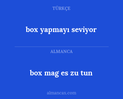 box mag es zu tun - box yapmayı seviyor