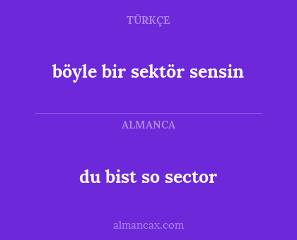 du bist so sector - böyle bir sektör sensin