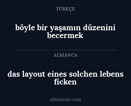 böyle bir yaşamın düzenini becermek - das layout eines solchen lebens ficken