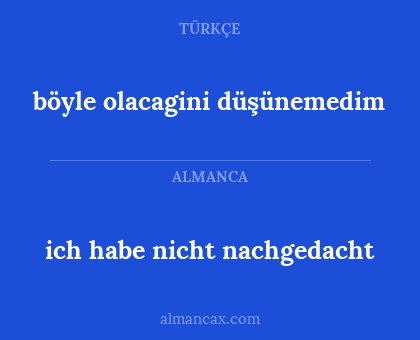 ich habe nicht nachgedacht - böyle olacagini düşünemedim