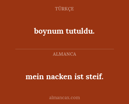 boynum tutuldu. - mein nacken ist steif.